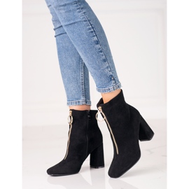 Naisten mustat saappaat Shelovet-tolppassa kultaisella vetoketjulla 1