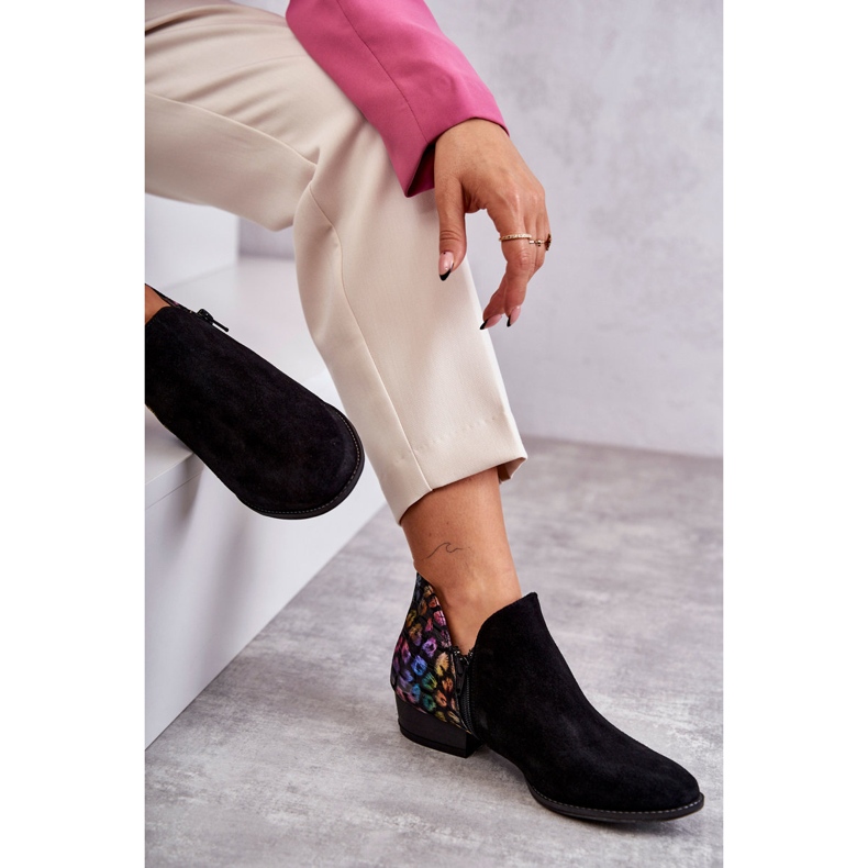 Nahkaiset Maciejka-saappaat täplillä 04091-39 mustat monivärinen 1