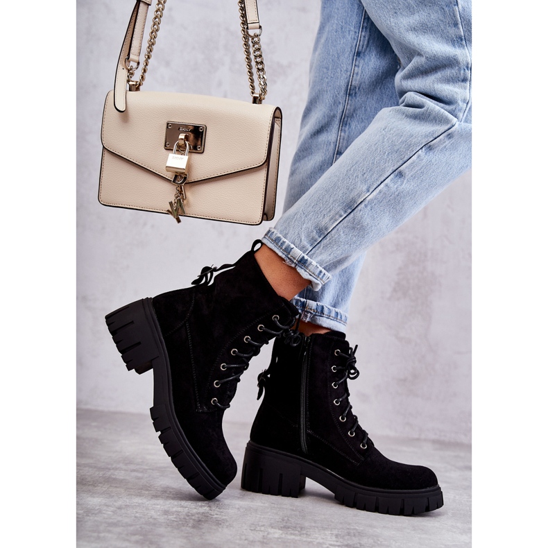 PG1 Naisten mokkanahkaiset lämpimät saappaat vetoketjulla Musta Emilien 3