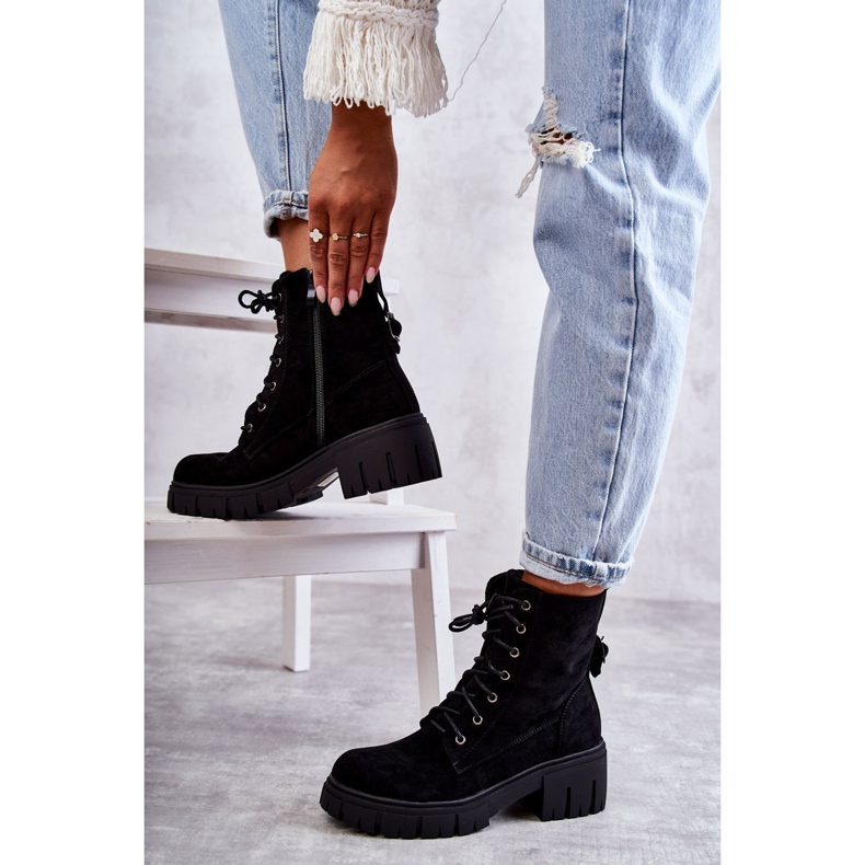 PG1 Naisten mokkanahkaiset lämpimät saappaat vetoketjulla Musta Emilien 4