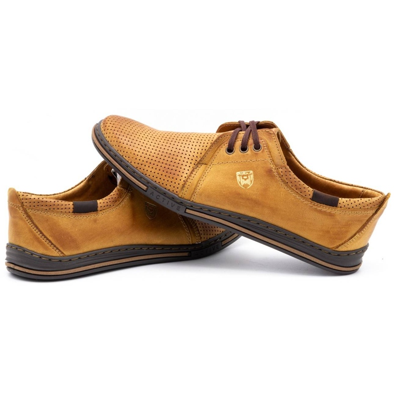 Polbut Nahkaiset miesten kengät 343 rei'itys punainen beige 4