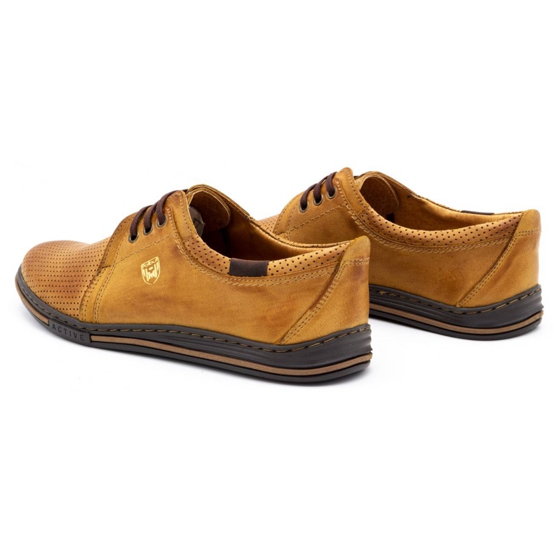 Polbut Nahkaiset miesten kengät 343 rei'itys punainen beige 5