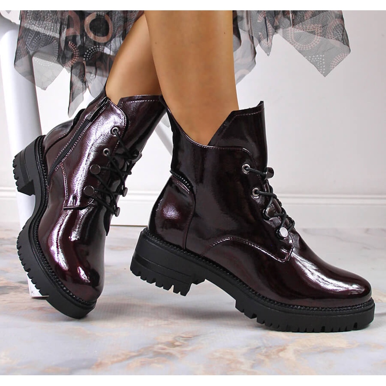 Naisten kengät, lakatut, viininpunaiset, Potocki claret punainen 1