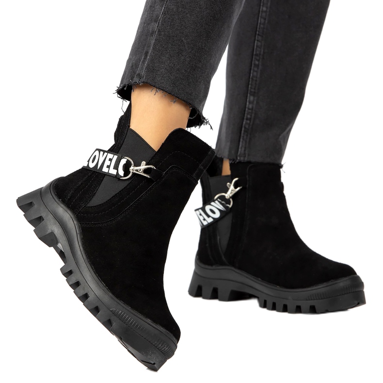 Mokkanahkaiset nilkkurit koristeella Filippo DBT3927 musta 5