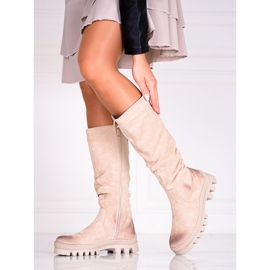 Vinceza Naisten Potocki mokkasaappaat paksulla beigellä alustalla 1