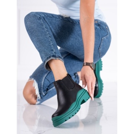 Mustat ja vihreät naisten saappaat Shelovet Jodhpur -saappaat alustalla 2