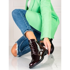 W. Potocki Lakatut tyylikkäät Potocki naisten saappaat nauhoitettuina claret punainen 1