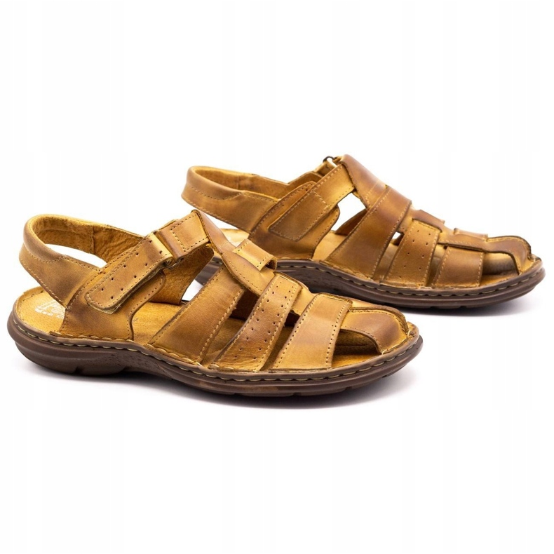 Polbut Miesten nahkaiset sandaalit 211 beige 2