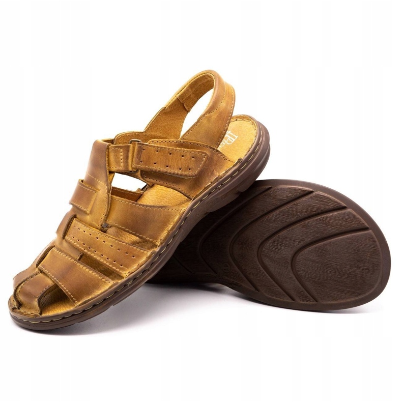 Polbut Miesten nahkaiset sandaalit 211 beige 3