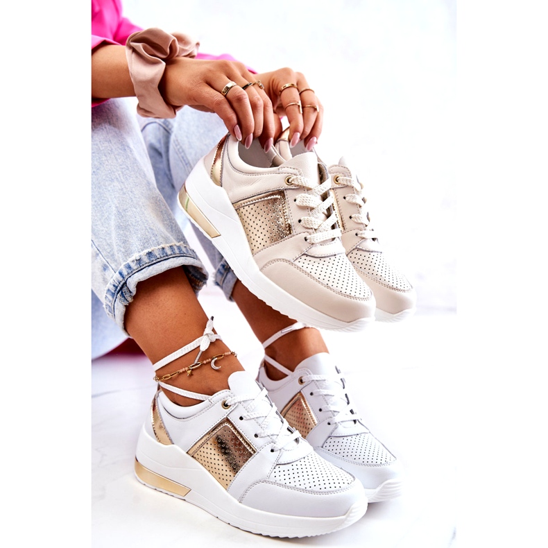 S.Barski Naisten nahkaiset urheilukengät Wedge Beige Larson 5