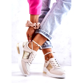 S.Barski Naisten nahkaiset urheilukengät Wedge Beige Larson 2