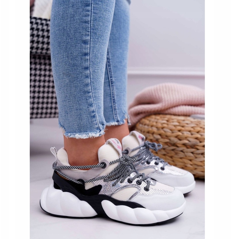 Naisten urheilukengät Big Star by Daniel Lopez Valkoinen FF274A546 musta hopea 2