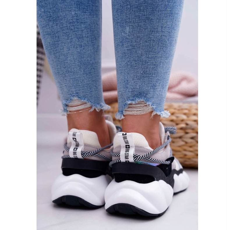 Naisten urheilukengät Big Star by Daniel Lopez Valkoinen FF274A546 musta hopea 3