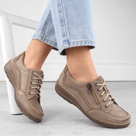 Mukavat ruskeat Helios nahkaiset naisten kengät 1