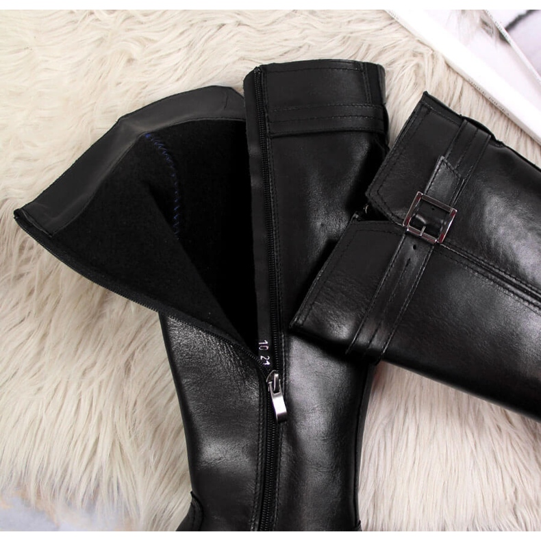 Naisten mustat Dolce Pietro -nahkasaappaat 2