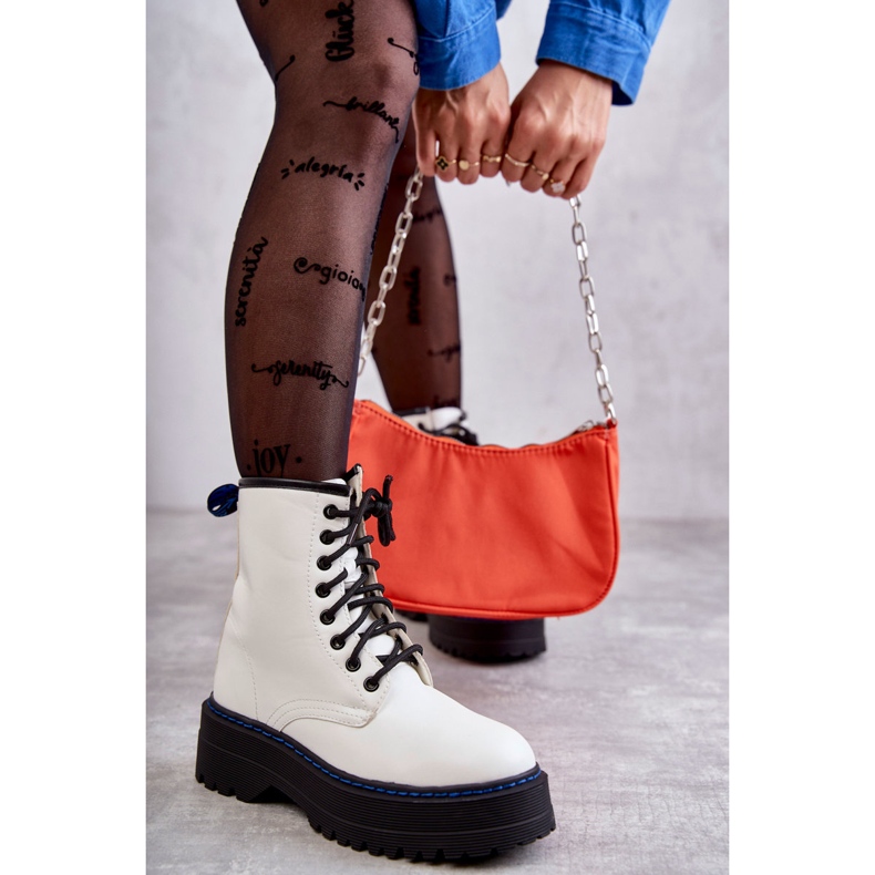 Naisten solmitut saappaat Glany White Callie valkoinen 2