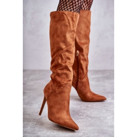 Klassiset mokkanahkasaappaat Camel Ameya Stiletto -koron päällä ruskea 2