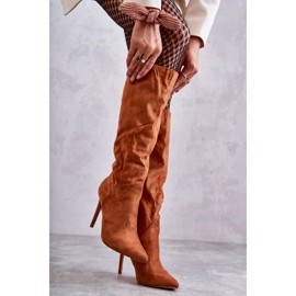 Klassiset mokkanahkasaappaat Camel Ameya Stiletto -koron päällä ruskea 5