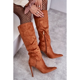 Klassiset mokkanahkasaappaat Camel Ameya Stiletto -koron päällä ruskea 7