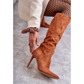 Klassiset mokkanahkasaappaat Camel Ameya Stiletto -koron päällä ruskea 10