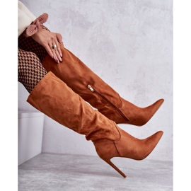 Klassiset mokkanahkasaappaat Camel Ameya Stiletto -koron päällä ruskea 1