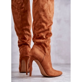 Klassiset mokkanahkasaappaat Camel Ameya Stiletto -koron päällä ruskea 3