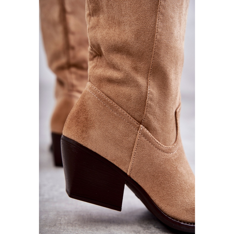 WS1 Suede Cowboy Boots Beige Casey 2