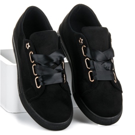 Ideal Shoes Suede tennarit nauhalla musta 2