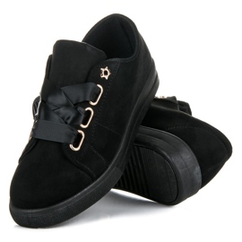 Ideal Shoes Suede tennarit nauhalla musta 1