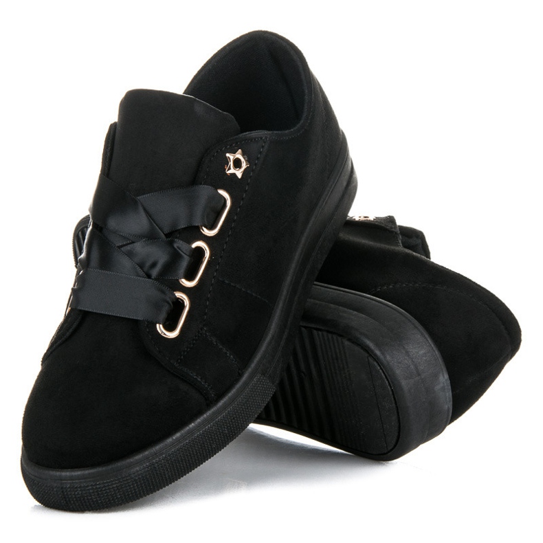 Ideal Shoes Suede tennarit nauhalla musta 1