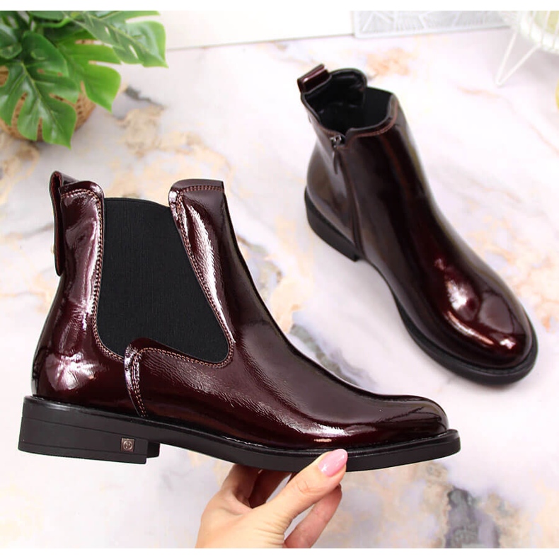 Naisten kengät lakattu lämmin viininpunainen Potocki WOL93B claret 1