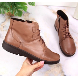 Mukavat ruskeat nahkasaappaat naisille Łukbut LUK1816B 1