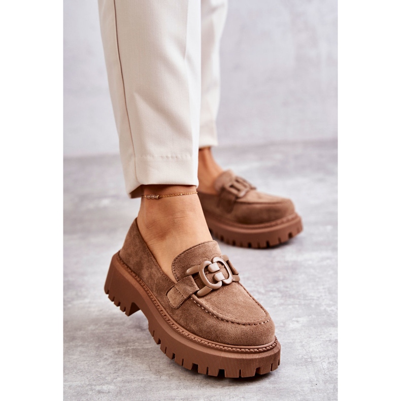 FB2 Naisten Brogues Suede Tummanbeigellä Leeza-koristeella 1