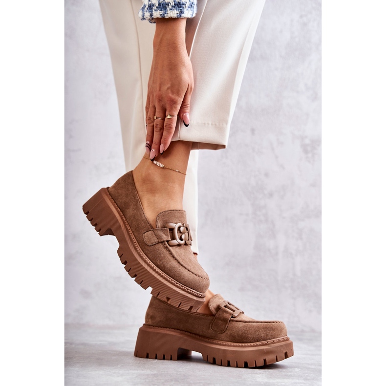 FB2 Naisten Brogues Suede Tummanbeigellä Leeza-koristeella 2