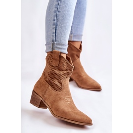 FB1 Mokkanahkaiset harjakattoiset cowboysaappaat, joissa on ompelu Camel Elvire ruskea 2