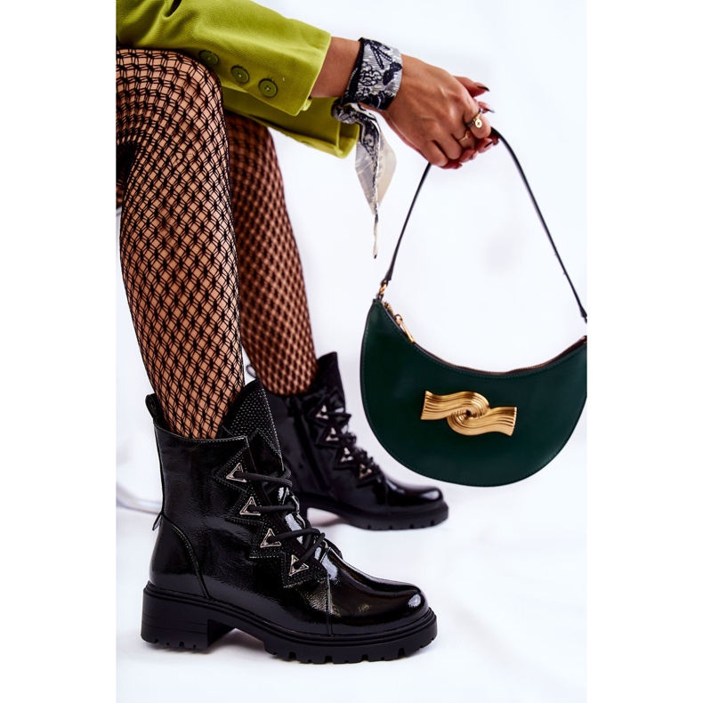 S.Barski Lakatut lämpimät saappaat Jet Black Gwenilla musta 1