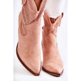 Naisten mokkanahkaiset harjakattoiset saappaat Cowboy Pink Eleonore beige 2