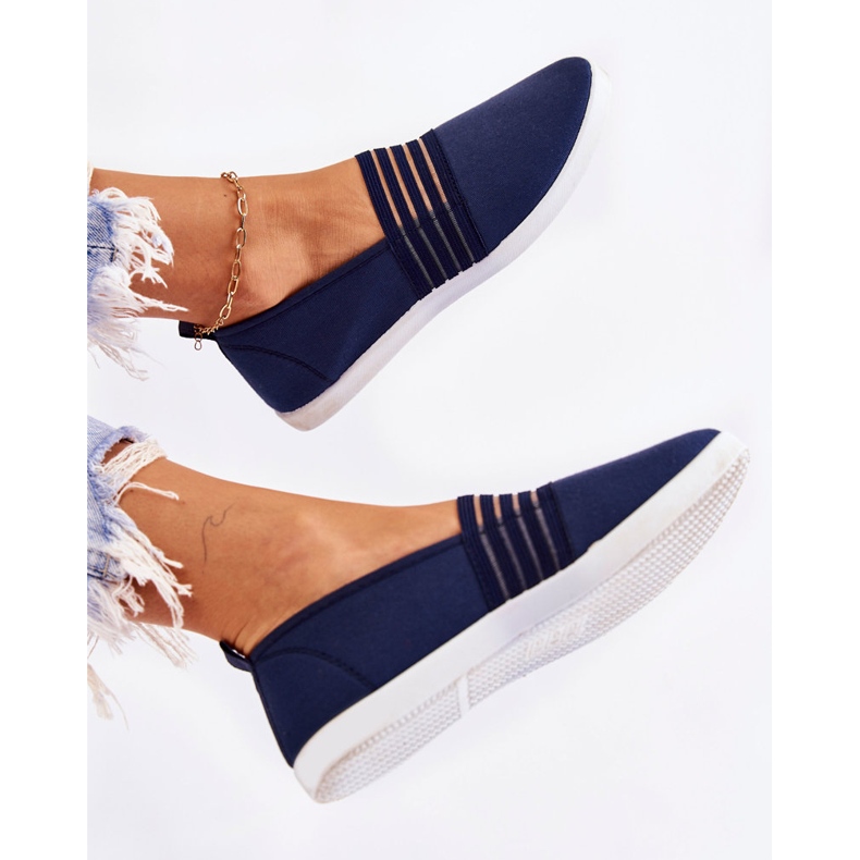 S.Barski Naisten materiaalista valmistetut lenkkarit Slip-On Navy Blue Lilis sininen 1