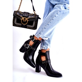 WJ2 Naisten saappaat kantapäällä strassilla musta Kelin 2