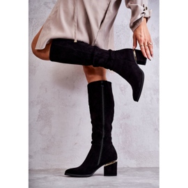 PS1 Klassiset mokkanahkasaappaat vetoketjulla, musta Leyette 2