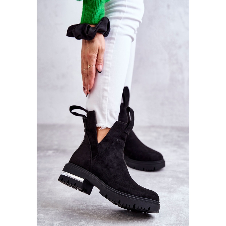 PS1 Mustat Elvera mokkanahkaiset saappaat leikkauksilla 1