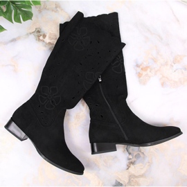 M. DASZYŃSKI Naisten harjakattoiset mokkanahkasaappaat Daszyński musta 1