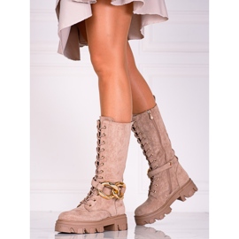 Naisten mokkanahkaiset nauhasaappaat Shelovet Ruskeat saappaat 2