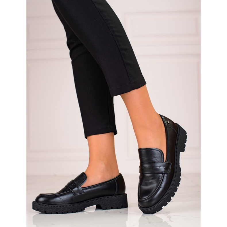 W. Potocki Klassiset naisten mokasiinit paksulla Potocki-pohjalla musta 1