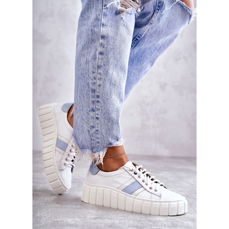 Naisten urheilukengät, sidottu valkoinen ja sininen Ariva 1