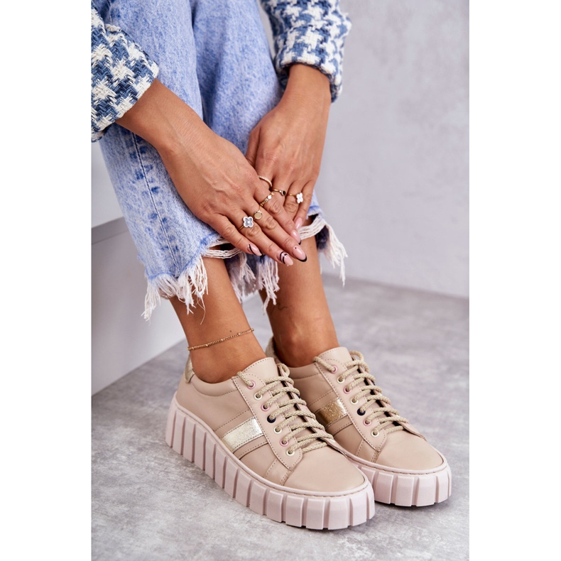 PA2 Naisten urheilukengät Sidotut beige-kultaiset Ariva ruskea 1