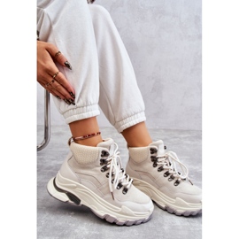 Naisten korkeat urheilukengät GOE KK2N4097 Vaalea beige 1