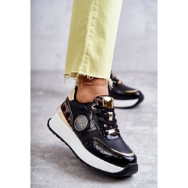 Naisten urheilukengät kiilalla GOE KK2N4085 musta ruskea kultainen 1