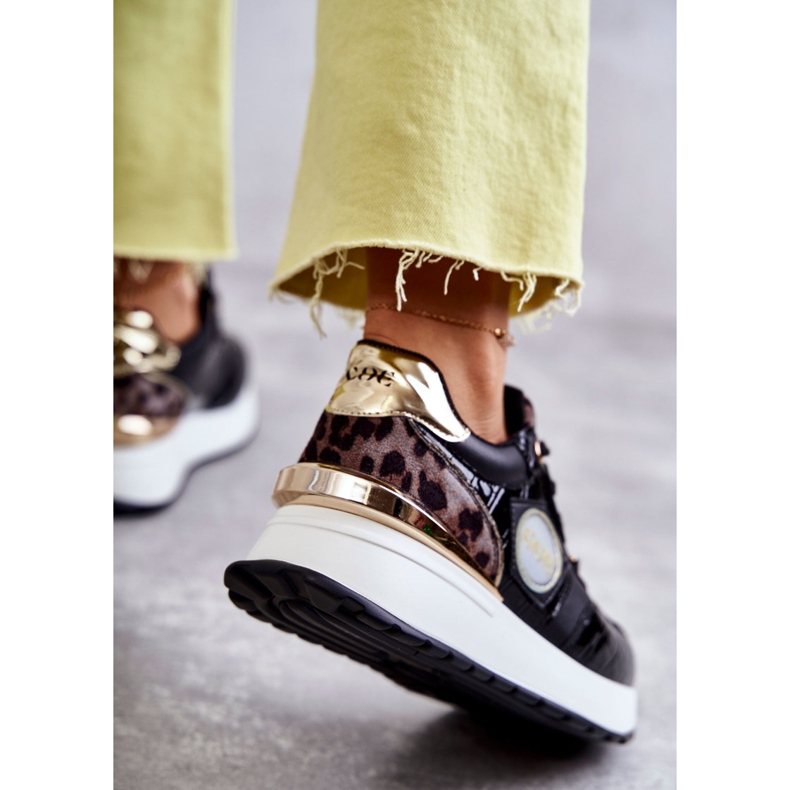 Naisten urheilukengät kiilalla GOE KK2N4085 musta ruskea kultainen 2