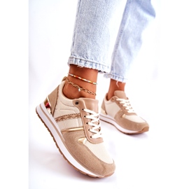 PG1 Klassiset naisten sidotut urheilukengät beige Elenes 3